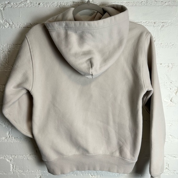 Aritzia TNA Perfect Fit| Cozy Fleece Ribbed Edge Cream Stone Cotton Comfy Hoodie - Picture 5 of 6
